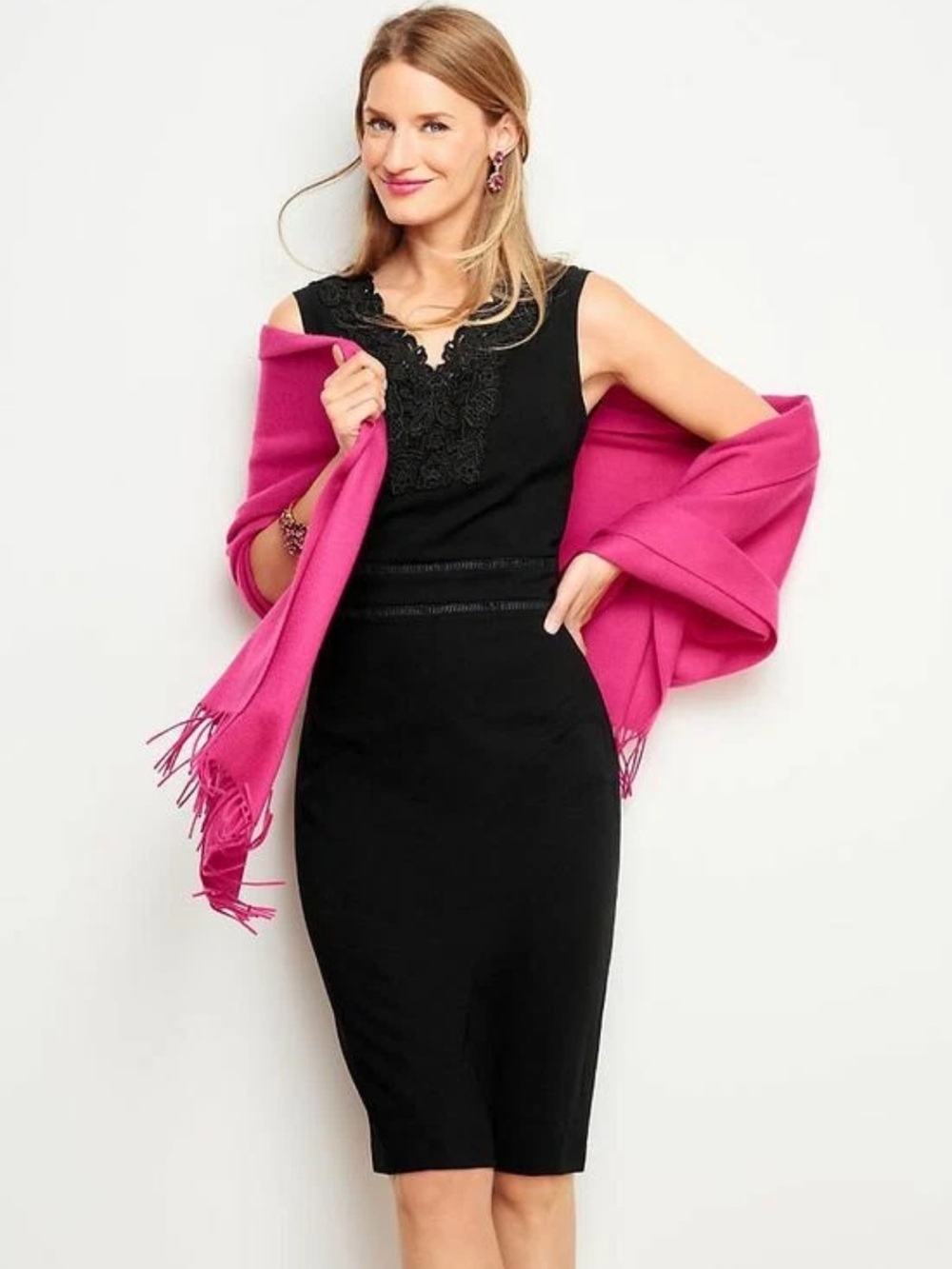 RSVP by Talbots Black Sleeveless Lace Trim Sheath Dress 20W Classic Elegant LBD